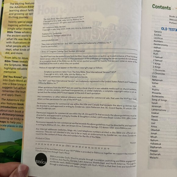 NIV Adventure Bible Hardcover For Kids Dictionary Concordance Maps - Picture 3 of 9